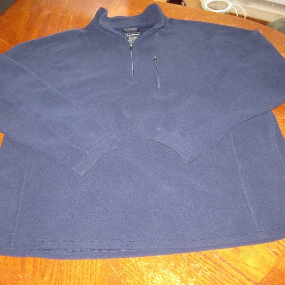 LL Bean Navy Blue 1/2 Zip Poly Fleece Jacket XXL - Picture 1 of 8